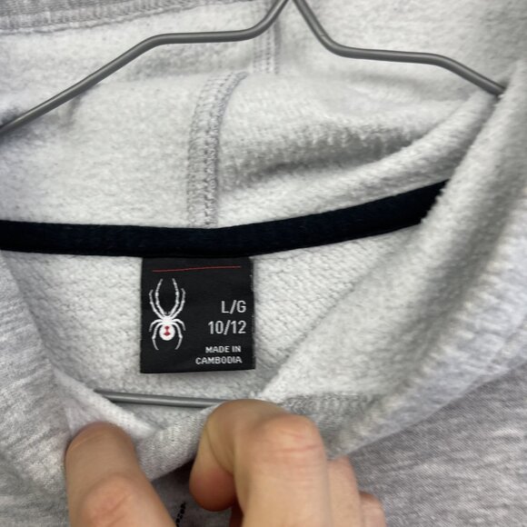 SPYDER Boy's Gray / Black Hoodie Size L 10-12 Ski Winter Mountain Sports - Picture 5 of 12